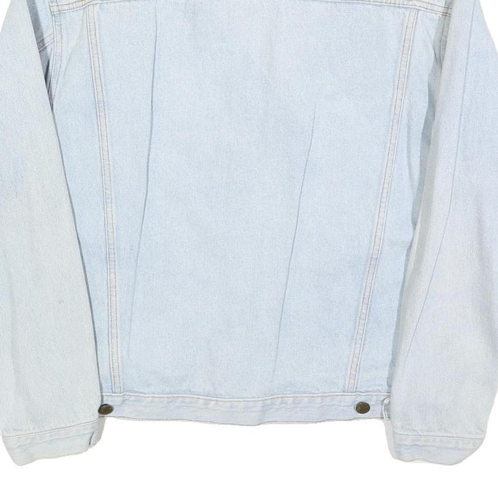 AUTHENTIC CLOTHING Mens Light Blue Denim Jacket L Cotton Button Plain Classic