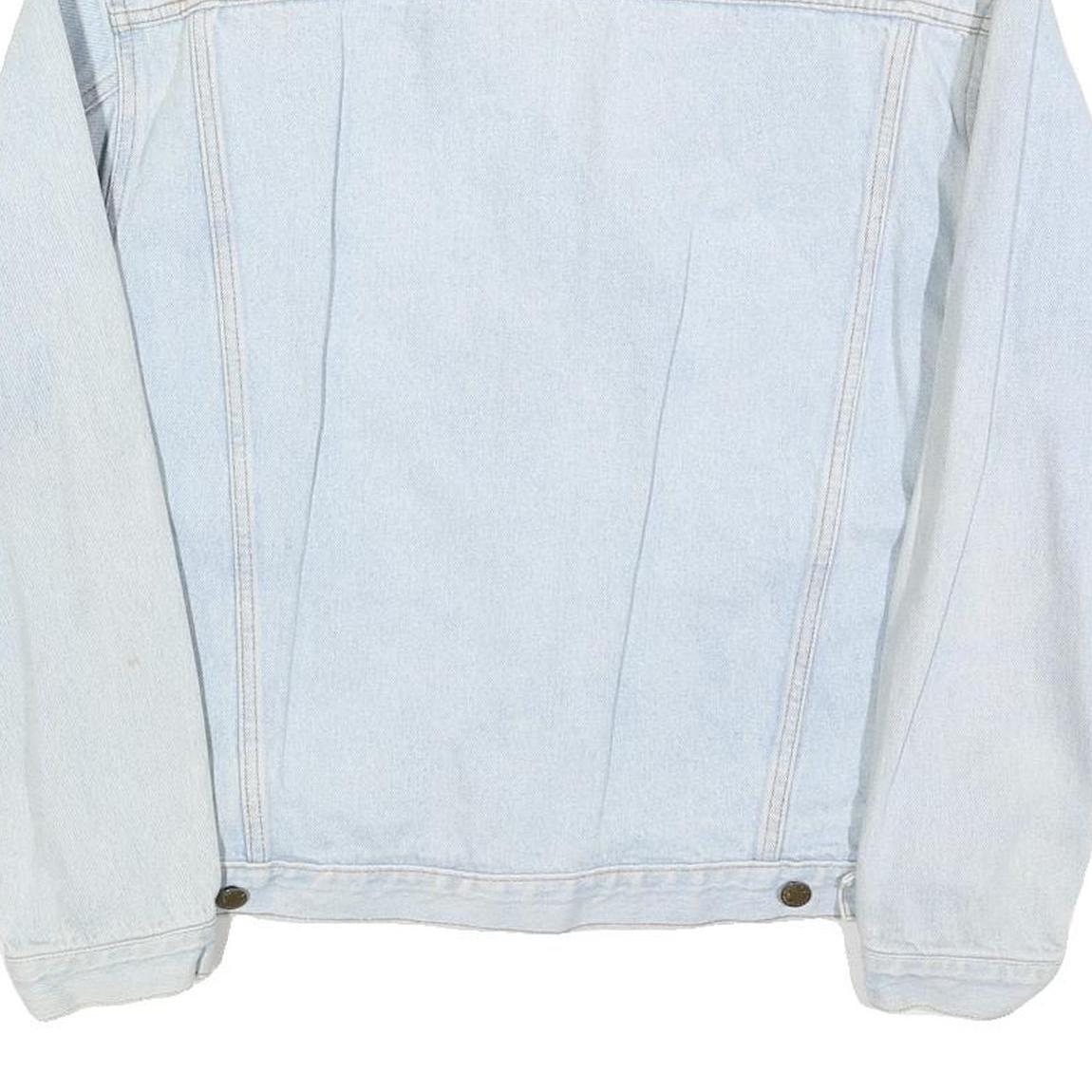 AUTHENTIC CLOTHING Mens Light Blue Denim Jacket L Cotton Button Plain Classic