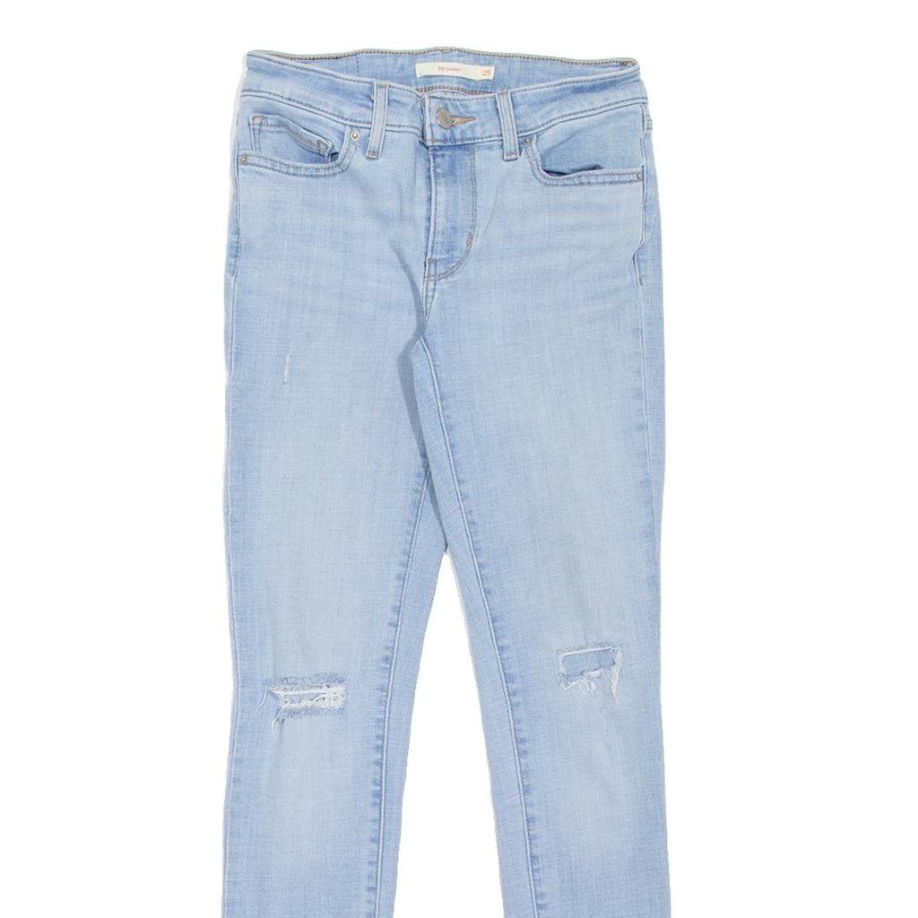LEVI'S 711 Distressed Womens Jeans Blue Slim Skinny Stone Wash W25 L30