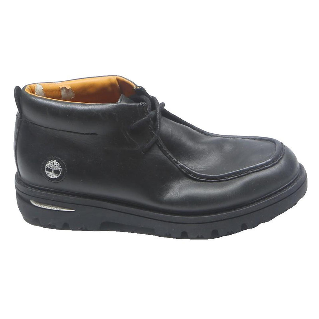 TIMBERLAND Mens Black Leather Chukka Boots UK 12 Lace-Up Durable Footwear