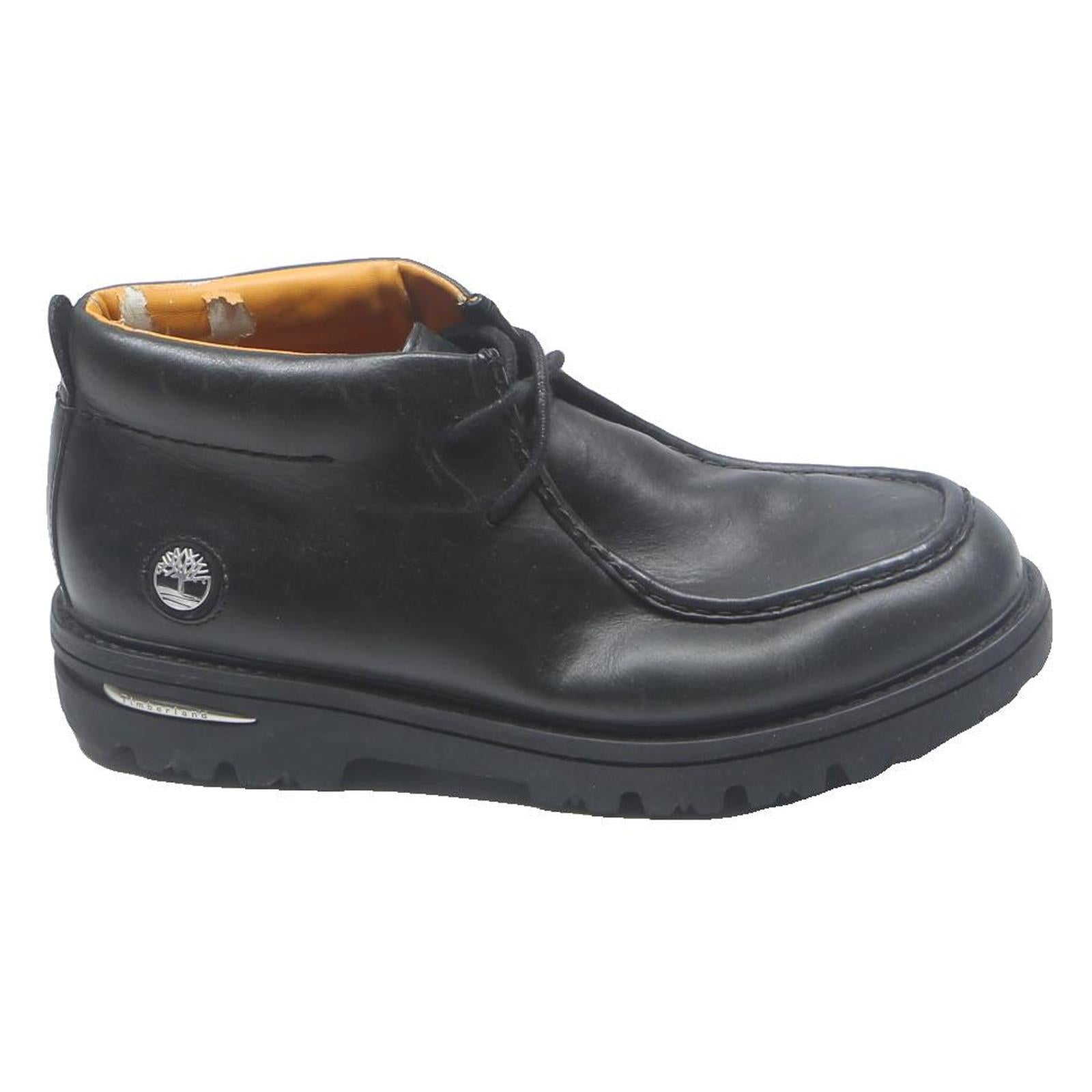 TIMBERLAND Mens Black Leather Chukka Boots UK 12 Lace-Up Durable Footwear