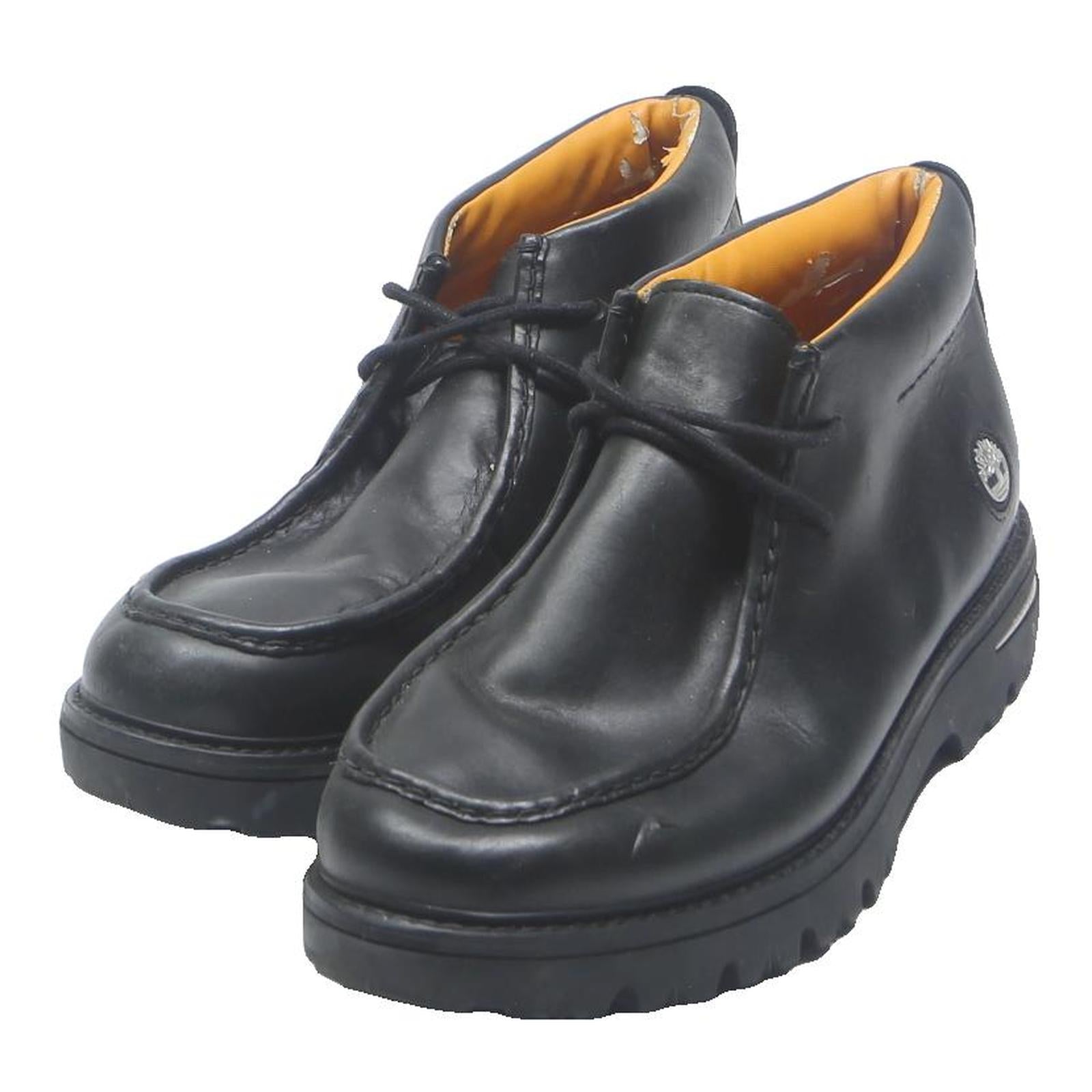 TIMBERLAND Mens Black Leather Chukka Boots UK 12 Lace-Up Durable Footwear