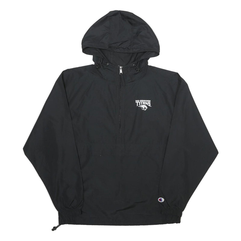 CHAMPION Mens Black S Hooded Jacket Polyester Plain Lightweight S
