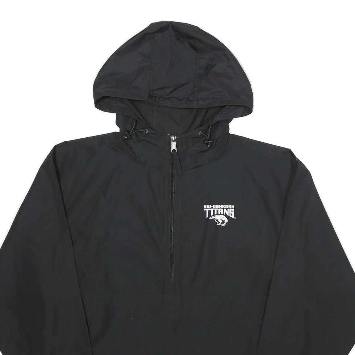 CHAMPION Mens Black S Hooded Jacket Polyester Plain Lightweight S