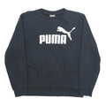 PUMA Womens Black Crew Neck Pullover Sweatshirt Logo S Cotton Blend Jersey
