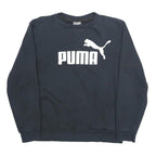 PUMA Womens Black Crew Neck Pullover Sweatshirt Logo S Cotton Blend Jersey