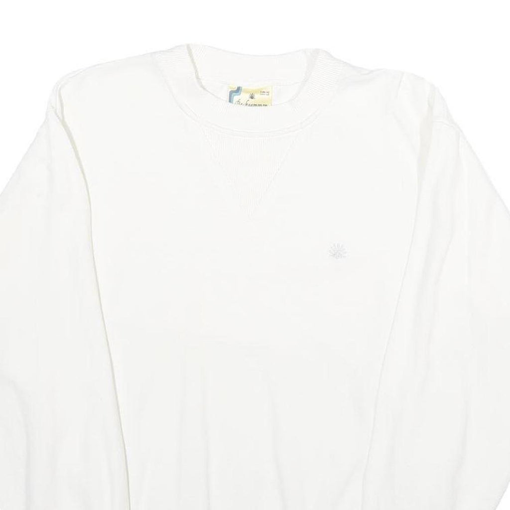 BACKGAMMON Mens White Sweatshirt Crew Neck S Cotton Pullover Casual Classic