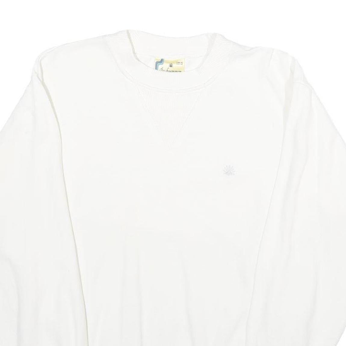 BACKGAMMON Mens White Sweatshirt Crew Neck S Cotton Pullover Casual Classic