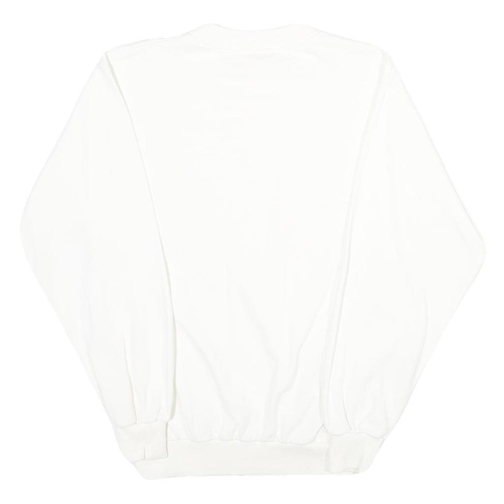 BACKGAMMON Mens White Sweatshirt Crew Neck S Cotton Pullover Casual Classic