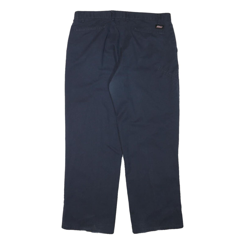 DICKIES Mens Navy Regular Fit Straight Cotton Blend Trousers W37 L30