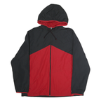 STARTER Mens Black & Red Zip Up Hooded Track Jacket 2XL Polyester Blend