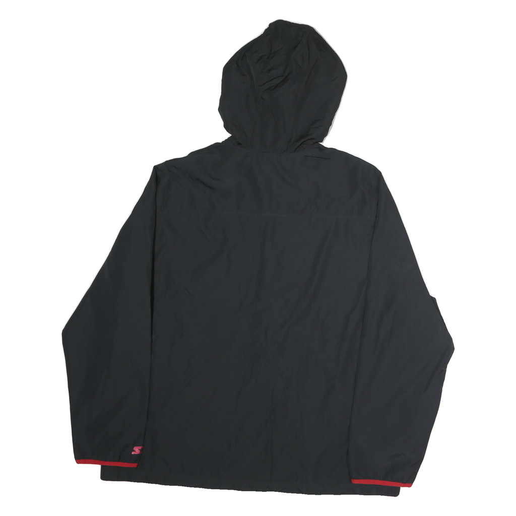 STARTER Mens Black & Red Zip Up Hooded Track Jacket 2XL Polyester Blend