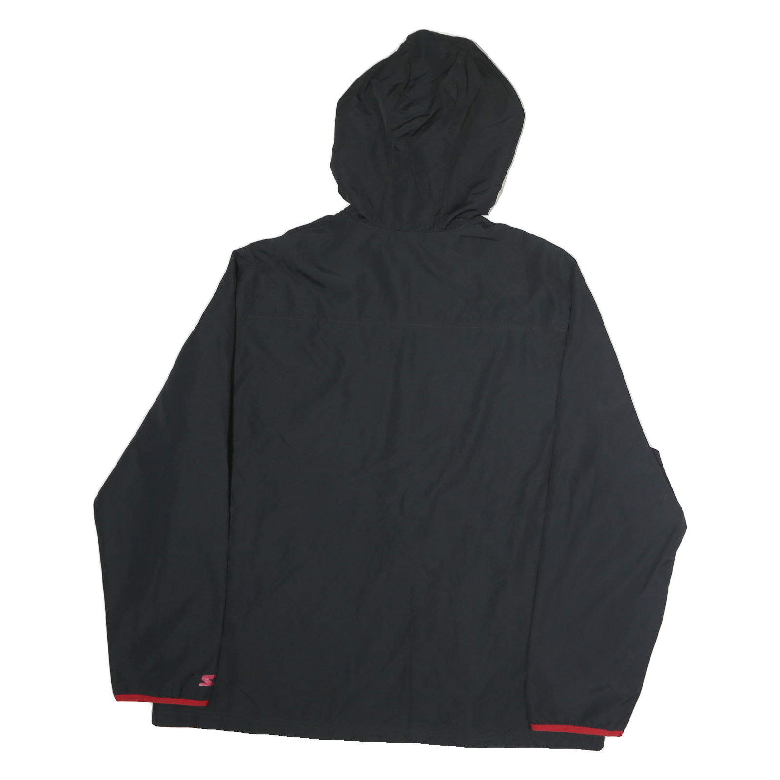 STARTER Mens Black & Red Zip Up Hooded Track Jacket 2XL Polyester Blend