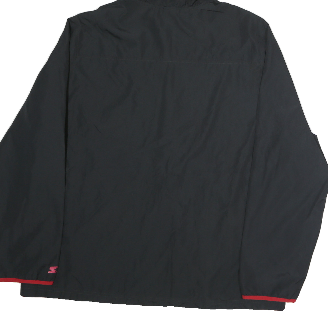 STARTER Mens Black & Red Zip Up Hooded Track Jacket 2XL Polyester Blend