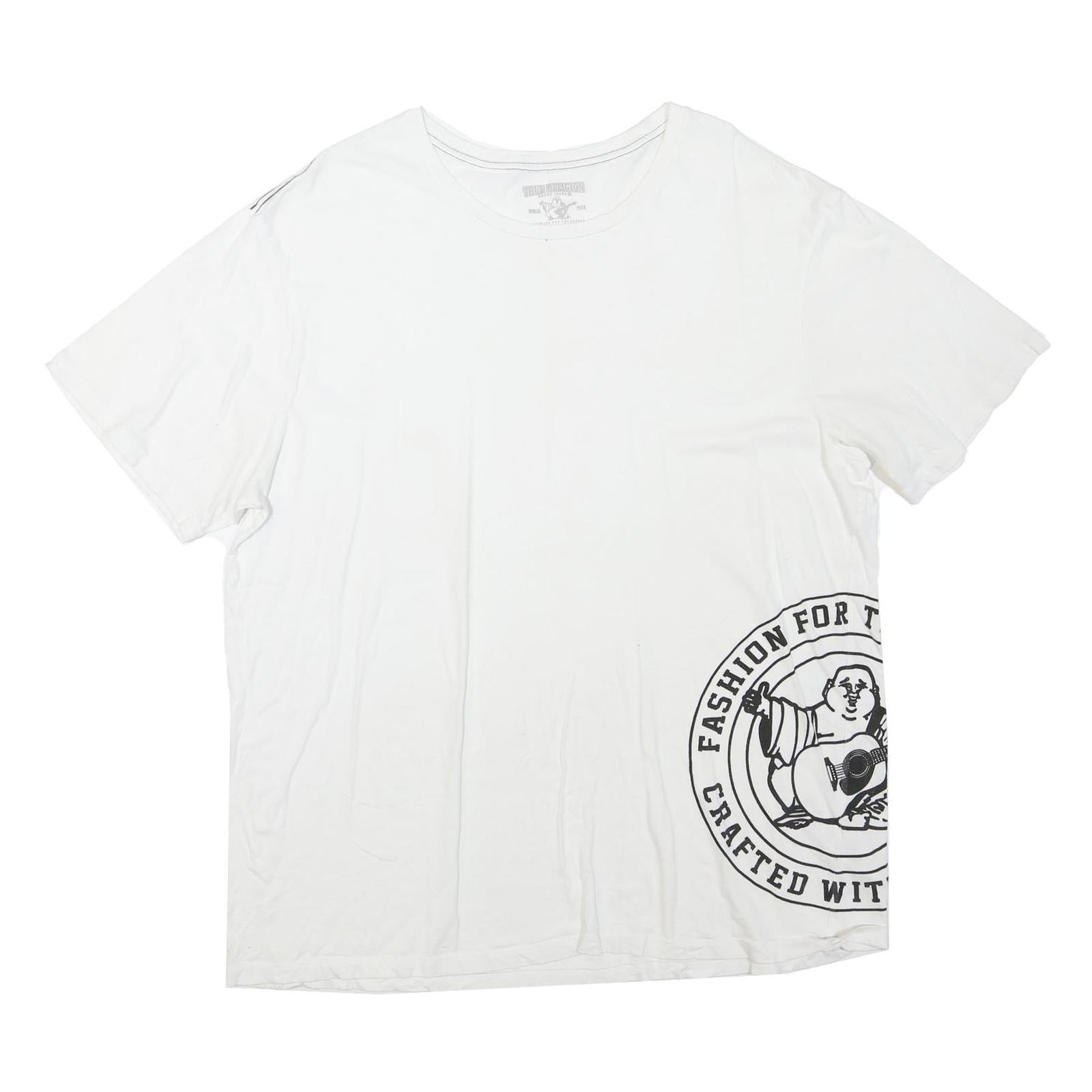 TRUE RELIGION Mens White XL Graphic T-Shirt Short Sleeve Crew Neck Cotton Blend