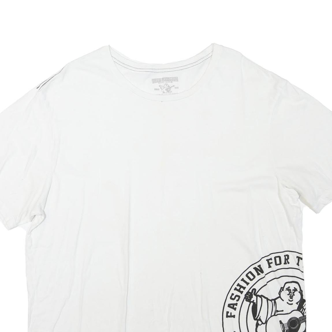 TRUE RELIGION Mens White XL Graphic T-Shirt Short Sleeve Crew Neck Cotton Blend