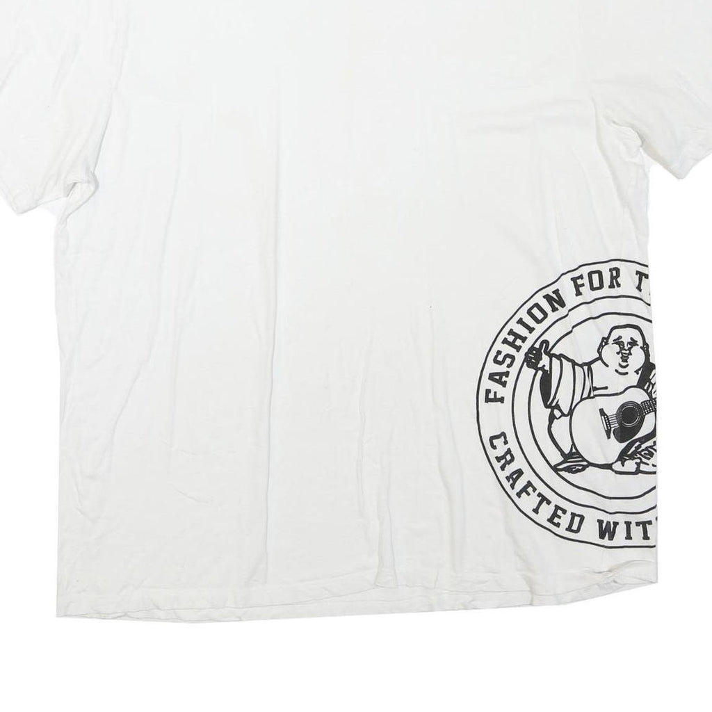 TRUE RELIGION Mens White XL Graphic T-Shirt Short Sleeve Crew Neck Cotton Blend
