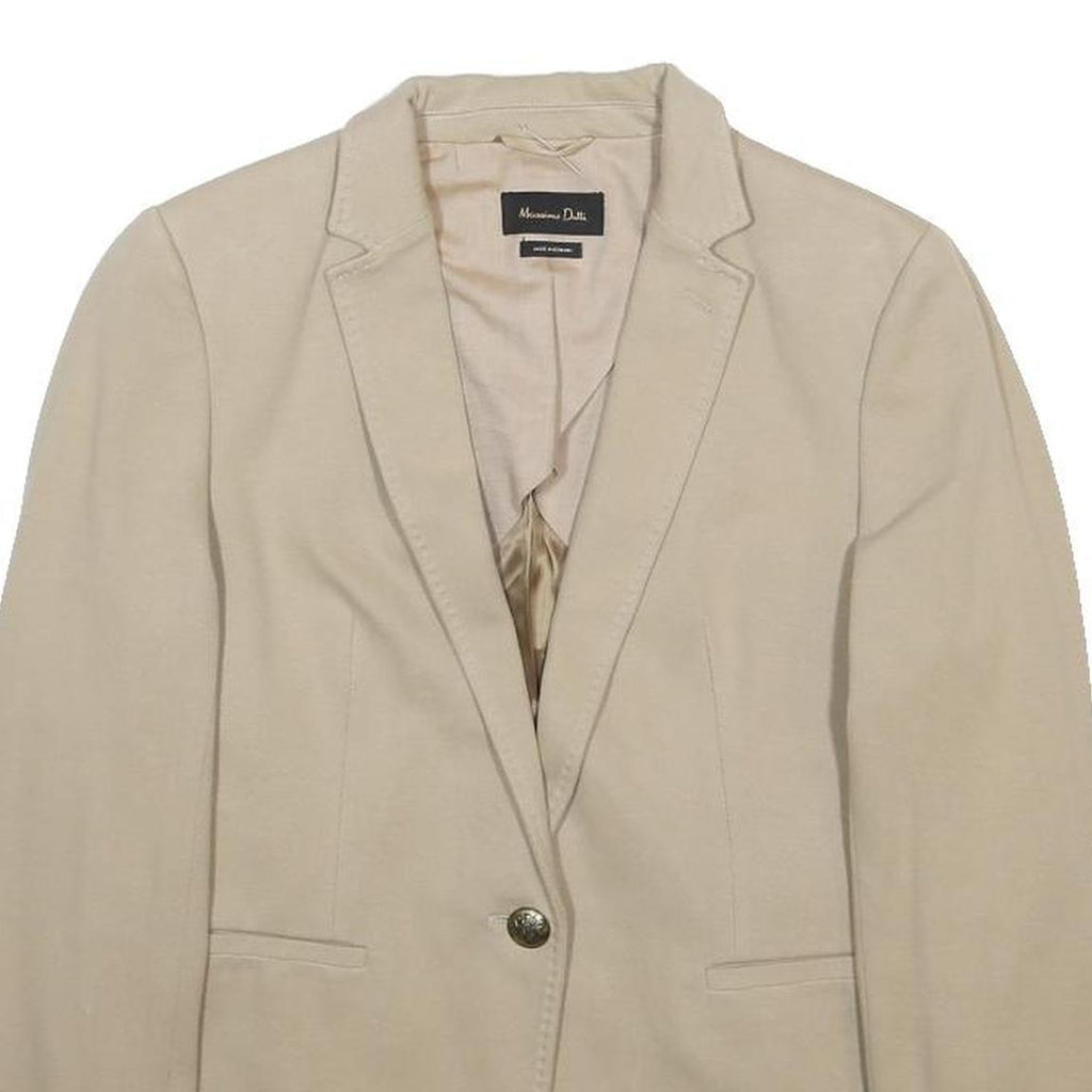 MASSIMO DUTTI Womens Beige Cotton Blend Blazer Jacket M Button Closure Tailored