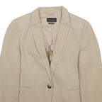 MASSIMO DUTTI Womens Beige Cotton Blend Blazer Jacket M Button Closure Tailored