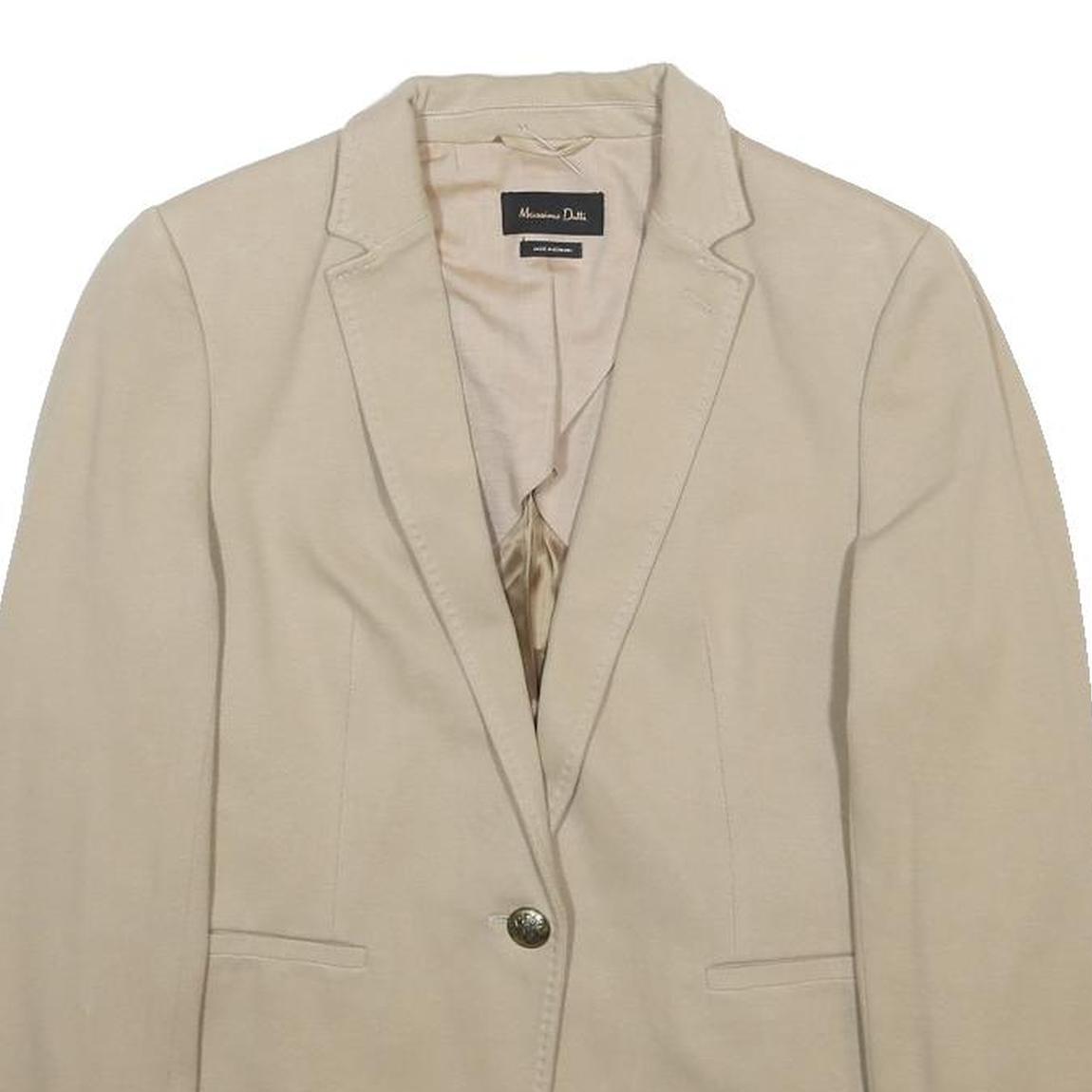MASSIMO DUTTI Womens Beige Cotton Blend Blazer Jacket M Button Closure Tailored