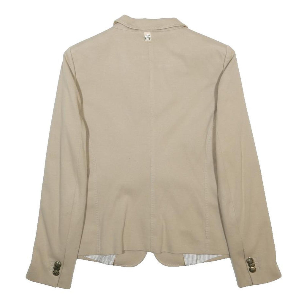 MASSIMO DUTTI Womens Beige Cotton Blend Blazer Jacket M Button Closure Tailored
