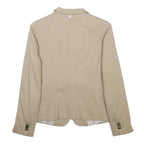 MASSIMO DUTTI Womens Beige Cotton Blend Blazer Jacket M Button Closure Tailored