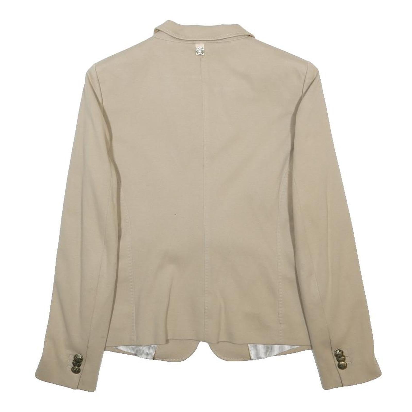 MASSIMO DUTTI Womens Beige Cotton Blend Blazer Jacket M Button Closure Tailored