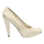 BALLY Womens Classic Peep Toe Leather High Heel Shoes Ivory UK 6 Elegant