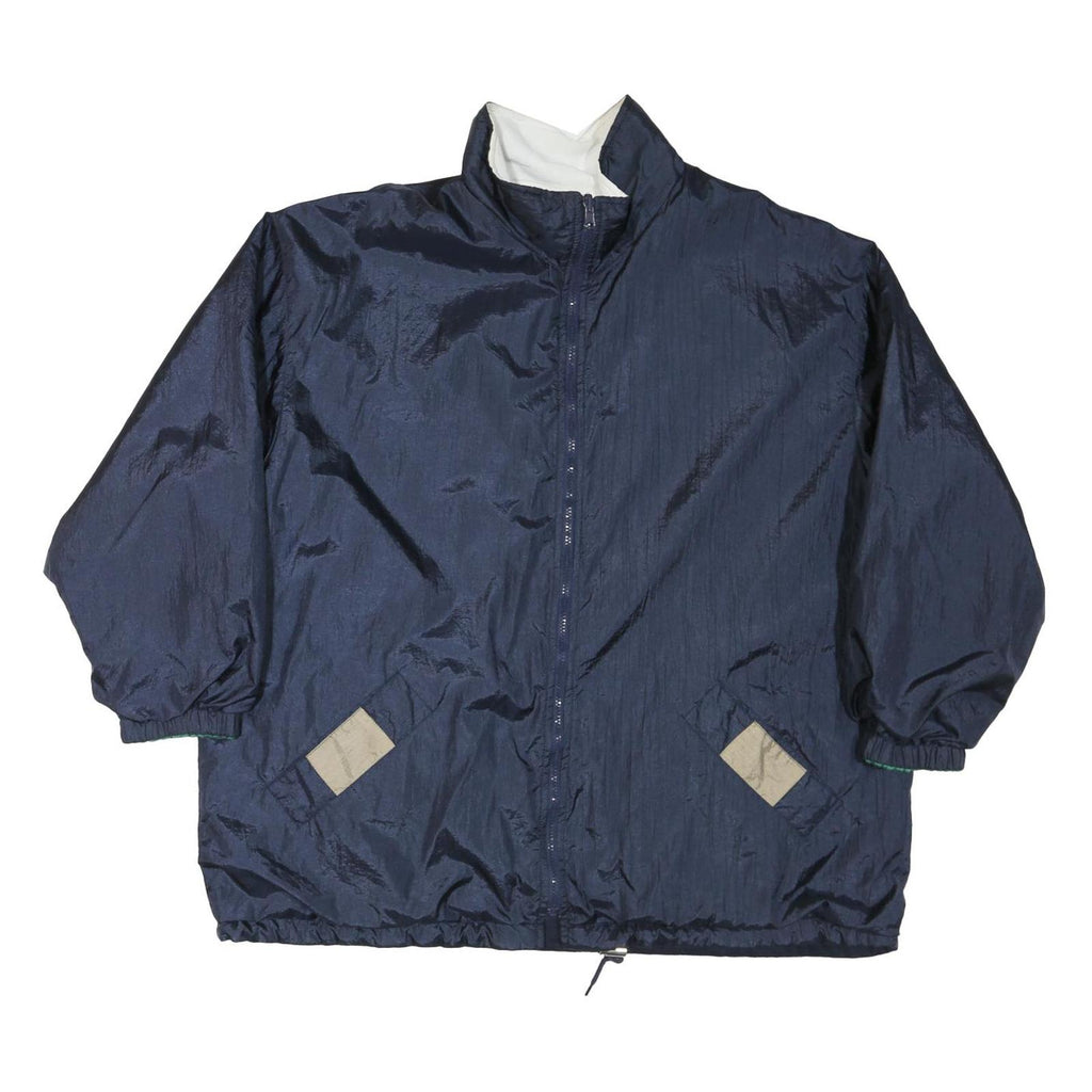 Womens Navy Blue Plain Nylon Zip Jacket L Casual Lightweight Outerwear