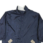 Womens Navy Blue Plain Nylon Zip Jacket L Casual Lightweight Outerwear