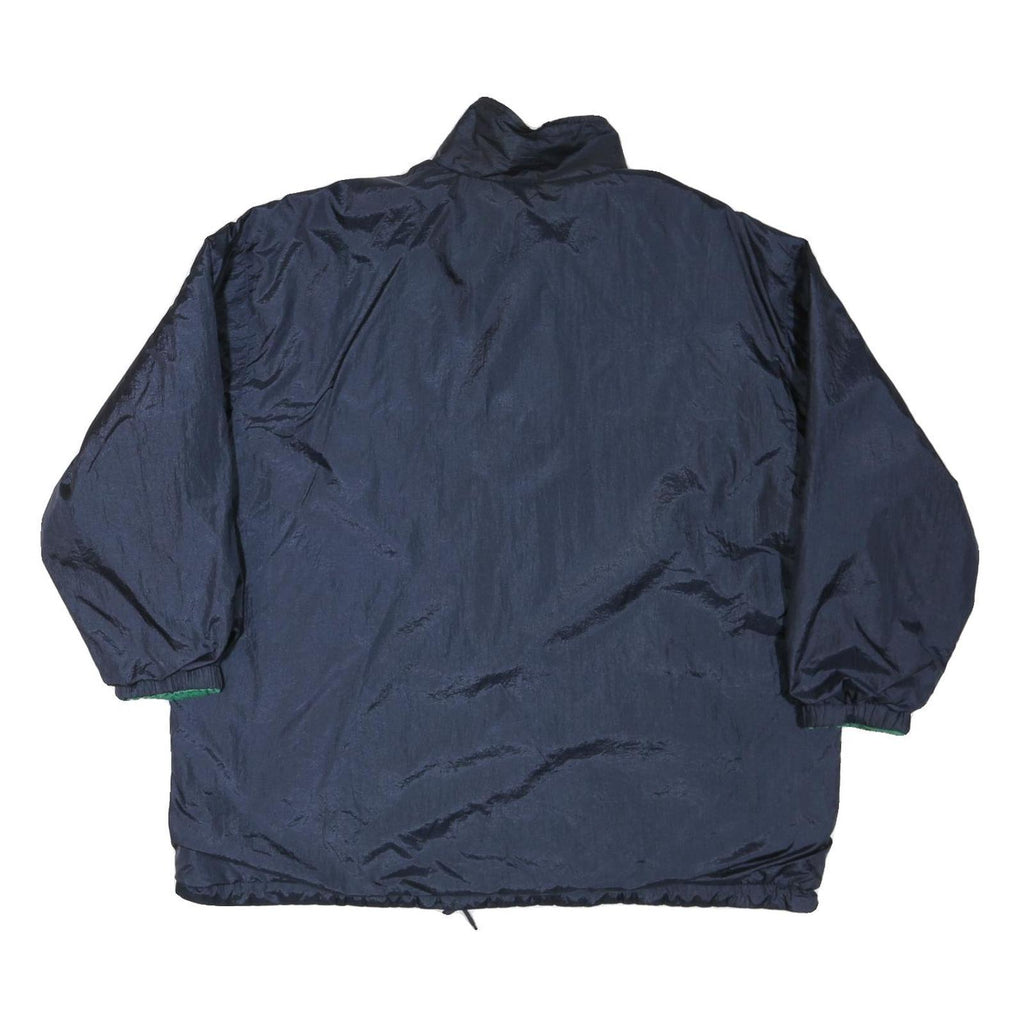 Womens Navy Blue Plain Nylon Zip Jacket L Casual Lightweight Outerwear