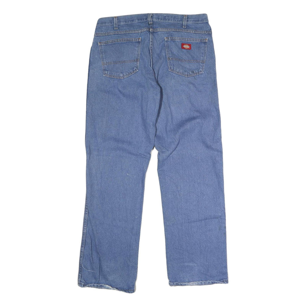 DICKIES Mens Regular Fit Straight Leg Denim Light Wash W34 L31 Button Cotton
