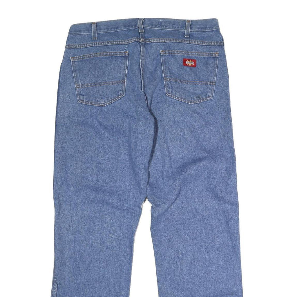 DICKIES Mens Regular Fit Straight Leg Denim Light Wash W34 L31 Button Cotton