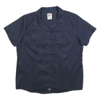 DICKIES Womens Navy Blue Work Shirt XL Cotton Blend Short Sleeve Button Front