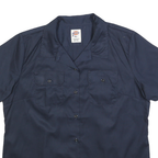 DICKIES Womens Navy Blue Work Shirt XL Cotton Blend Short Sleeve Button Front
