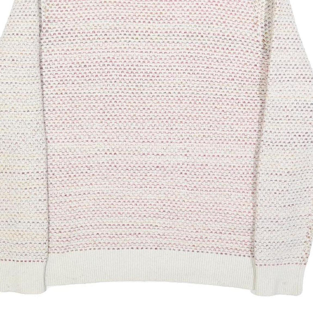 TED BAKER Mens Cream Patterned Cotton Blend Jumper Crew Neck Tight Knit S Light