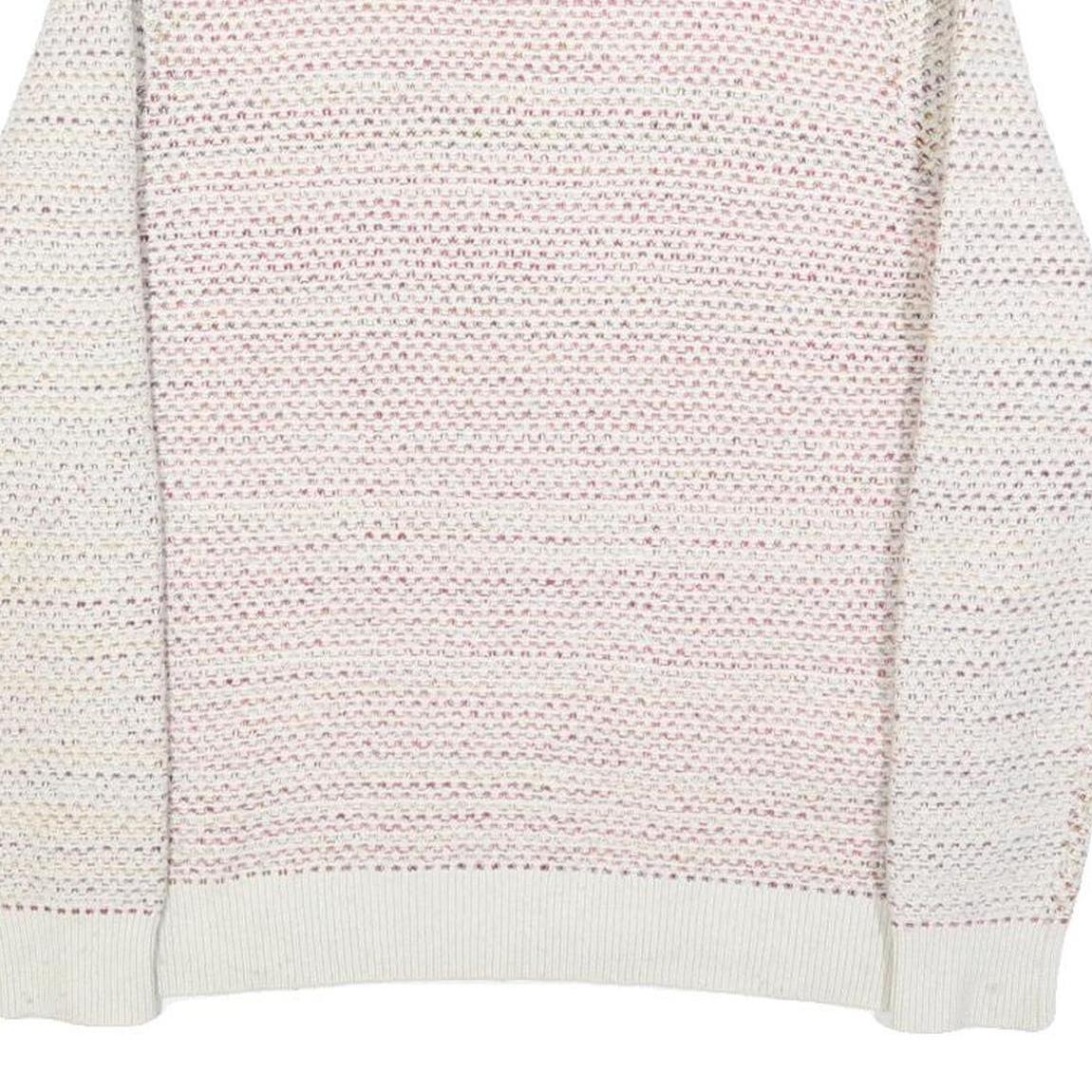 TED BAKER Mens Cream Patterned Cotton Blend Jumper Crew Neck Tight Knit S Light