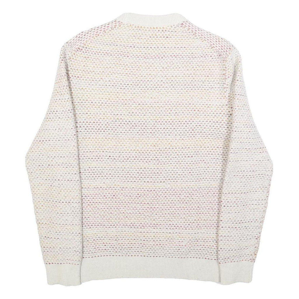 TED BAKER Mens Cream Patterned Cotton Blend Jumper Crew Neck Tight Knit S Light