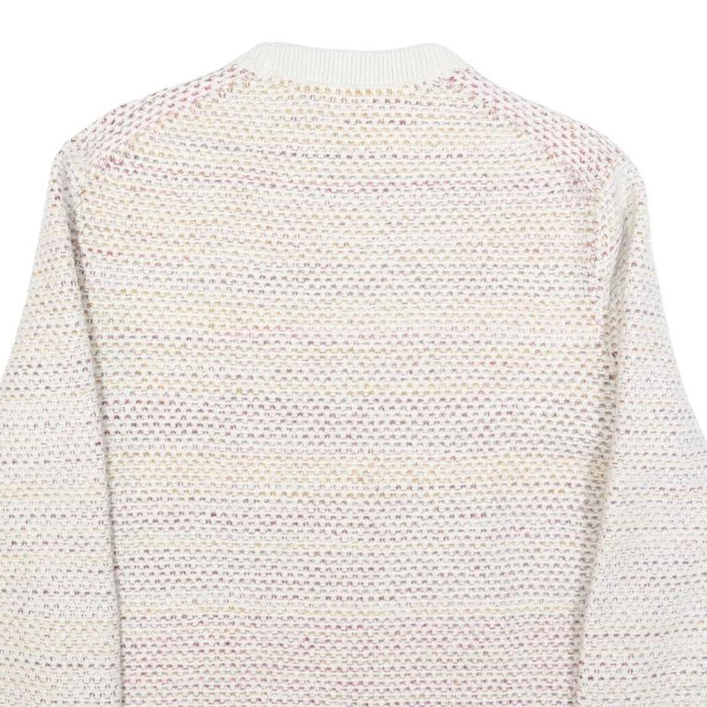 TED BAKER Mens Cream Patterned Cotton Blend Jumper Crew Neck Tight Knit S Light