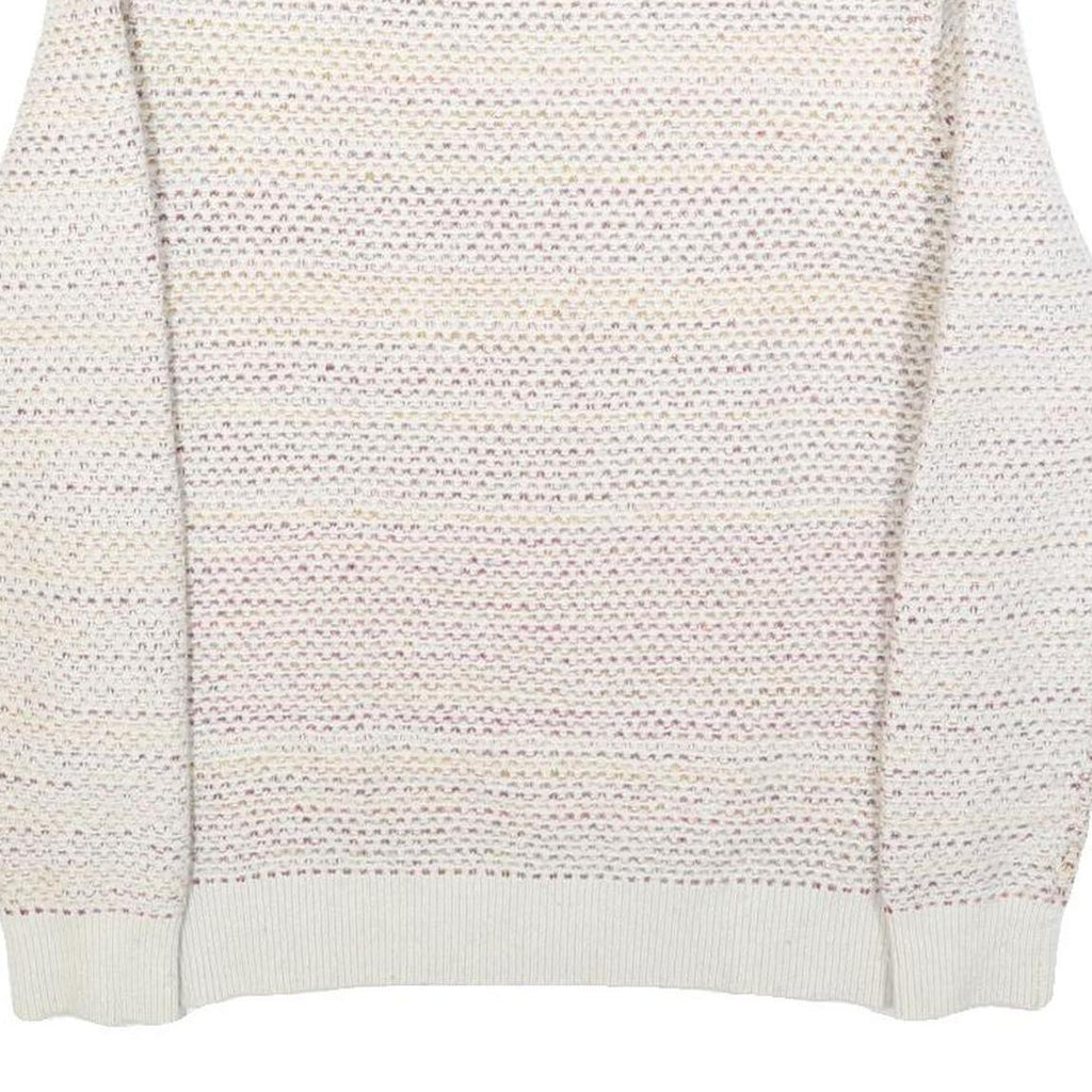 TED BAKER Mens Cream Patterned Cotton Blend Jumper Crew Neck Tight Knit S Light