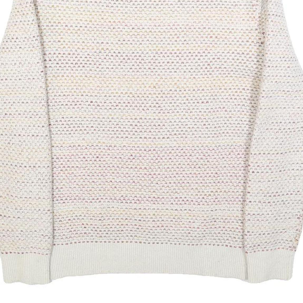 TED BAKER Mens Cream Patterned Cotton Blend Jumper Crew Neck Tight Knit S Light