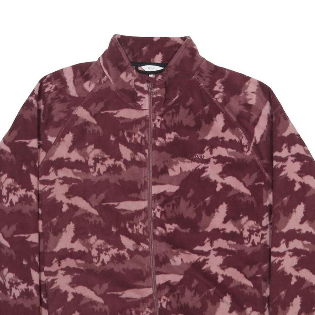COTTON TRADERS Womens Maroon & Pink Camouflage Zip Fleece Jacket XL Polyester