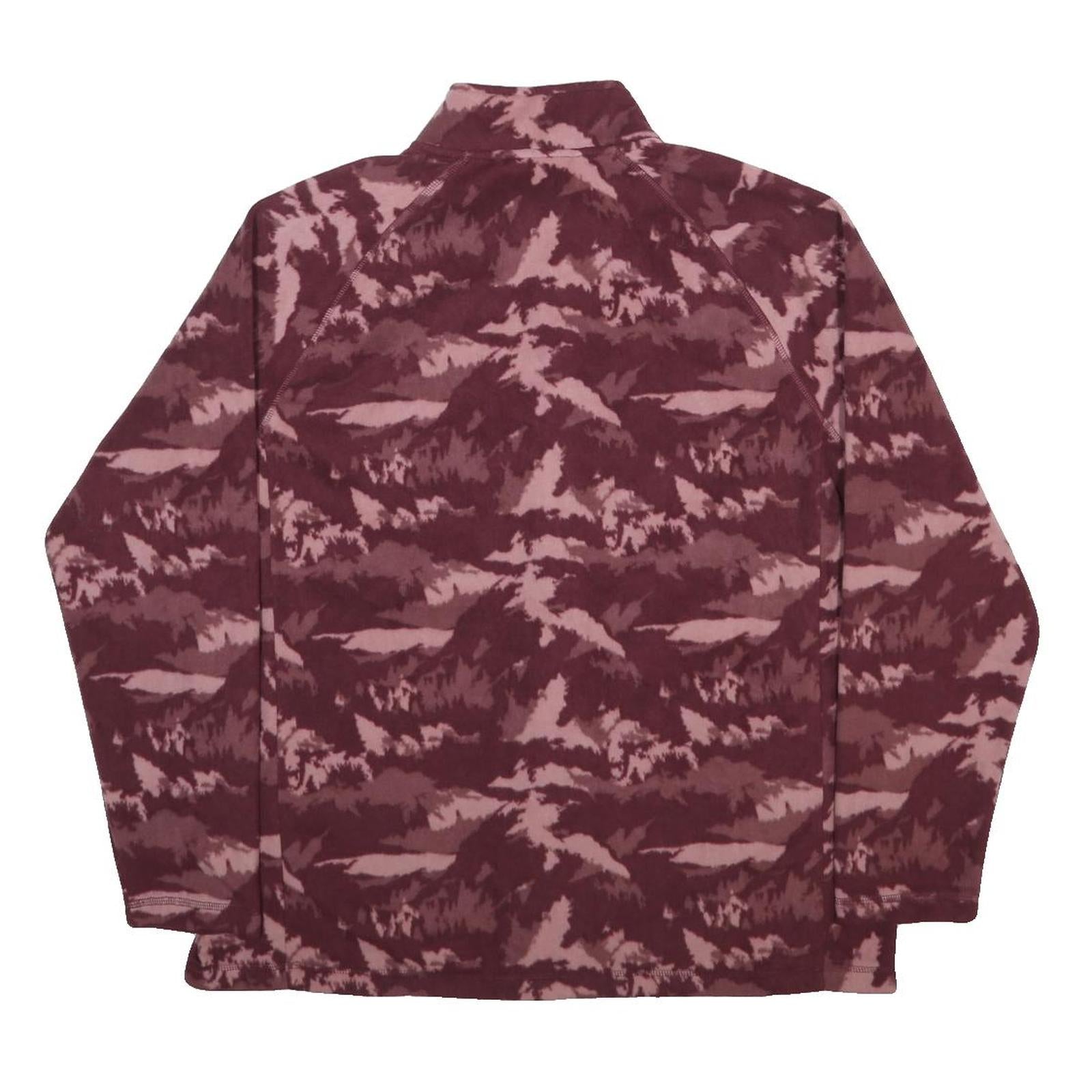 COTTON TRADERS Womens Maroon & Pink Camouflage Zip Fleece Jacket XL Polyester