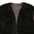 Womens Black Faux Fur Sleeveless Jacket L Polyester Blend Plain Soft Feel