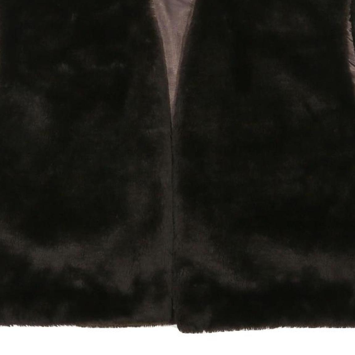 Womens Black Faux Fur Sleeveless Jacket L Polyester Blend Plain Soft Feel