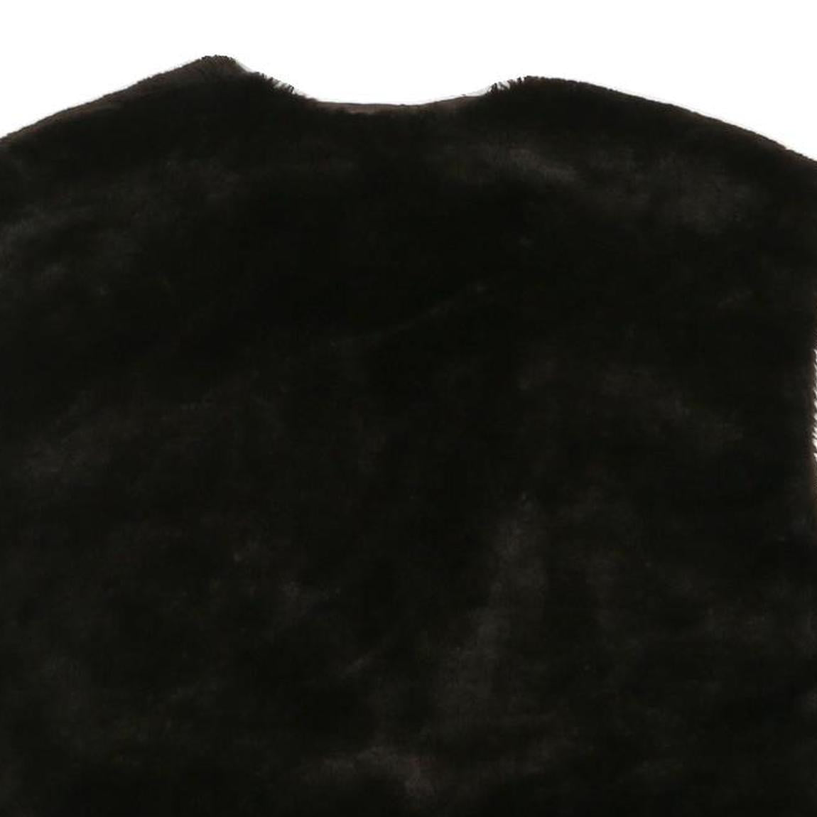 Womens Black Faux Fur Sleeveless Jacket L Polyester Blend Plain Soft Feel