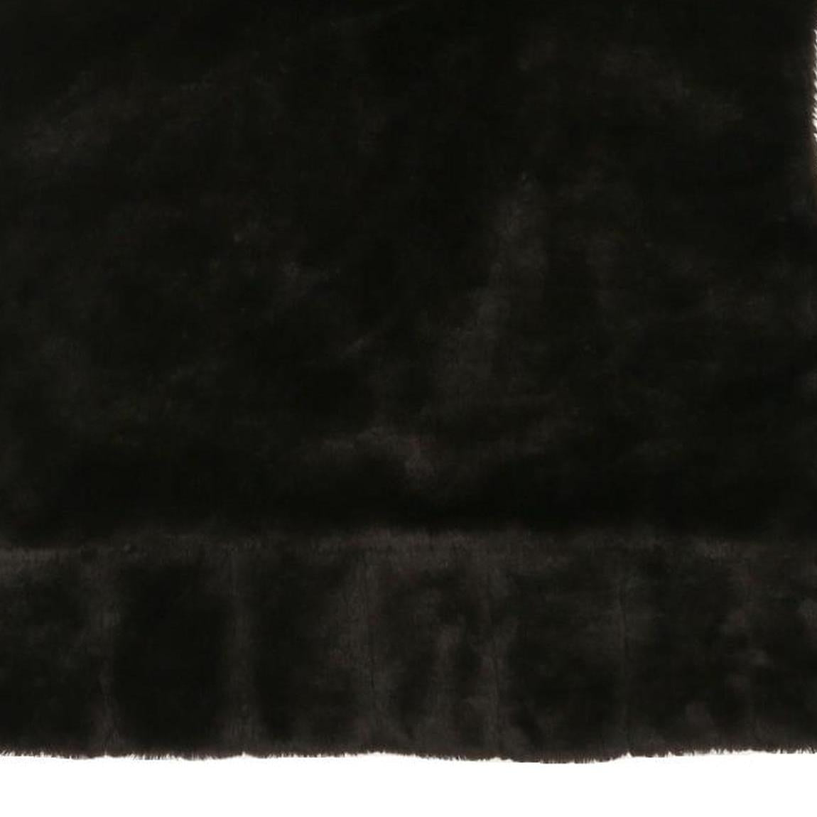 Womens Black Faux Fur Sleeveless Jacket L Polyester Blend Plain Soft Feel