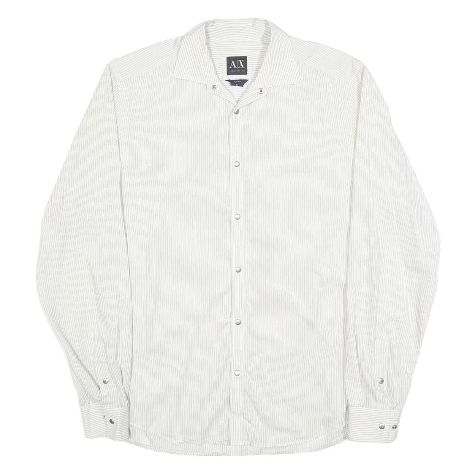 ARMANI EXCHANGE Mens White & Grey Pinstripe Shirt XS Button Up Cotton Blend