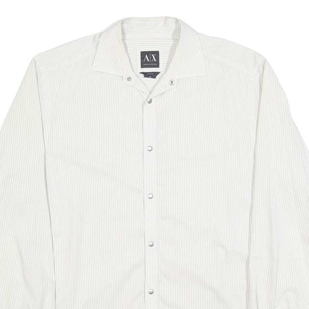 ARMANI EXCHANGE Mens White & Grey Pinstripe Shirt XS Button Up Cotton Blend