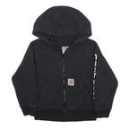 CARHARTT Boys Black Hoodie 4Y Zip Up Cotton Blend Logo Print